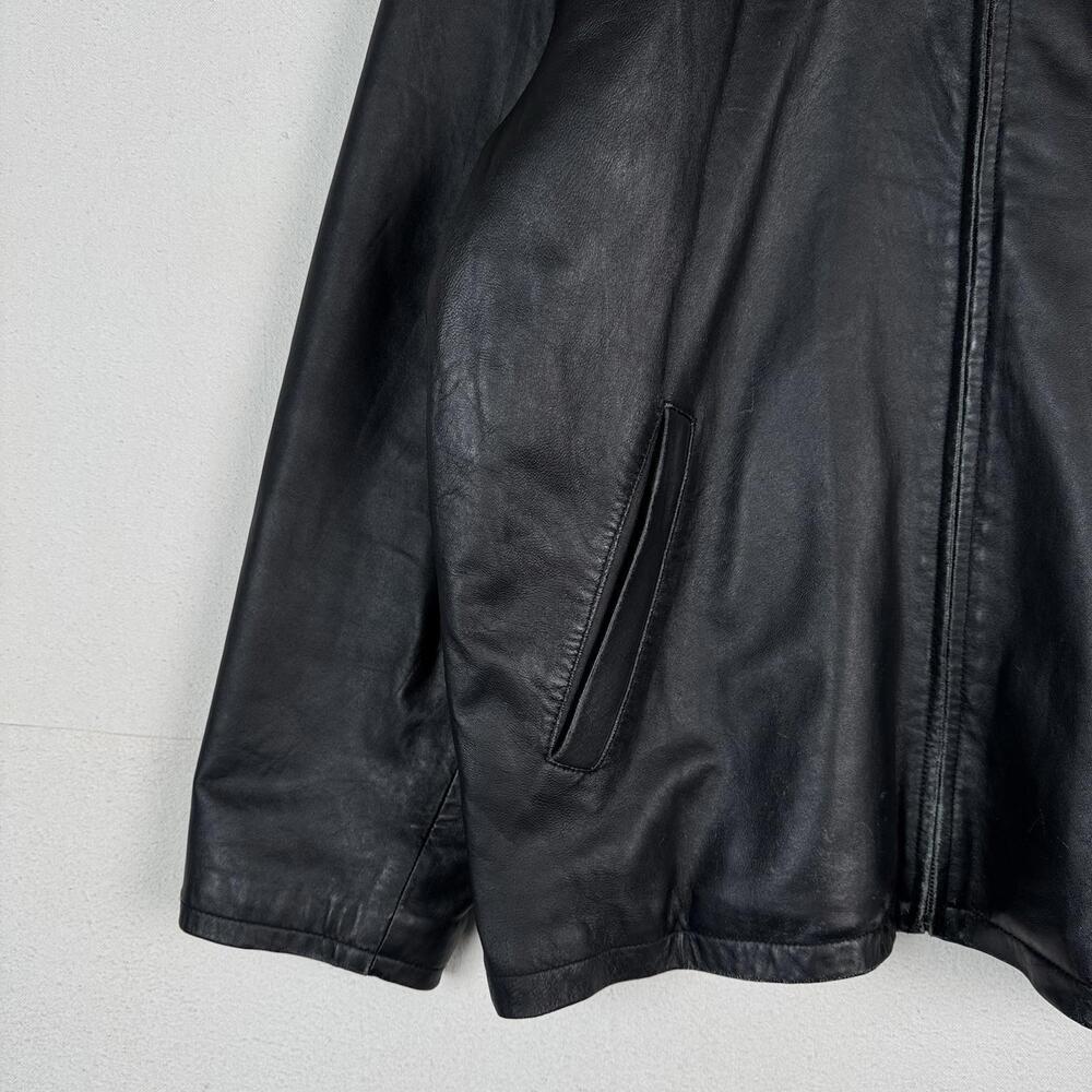 Trader Bay Leather Jacket Mens‎ Size XL Black Full Zip Heavyweight Flight Bomber - Picture 5 of 9